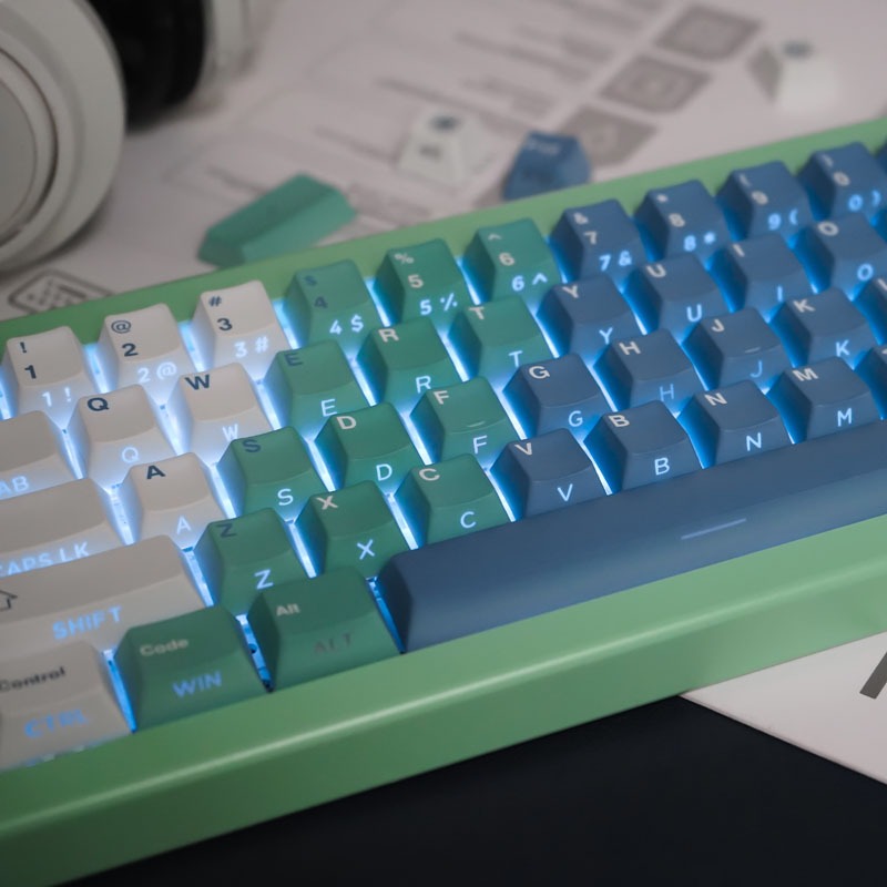 Gmk Vỏ Bọc Chìa Khóa 130 Nút Bấm Màu gradient Xanh Dương Tuyết Cho Cơ Khí