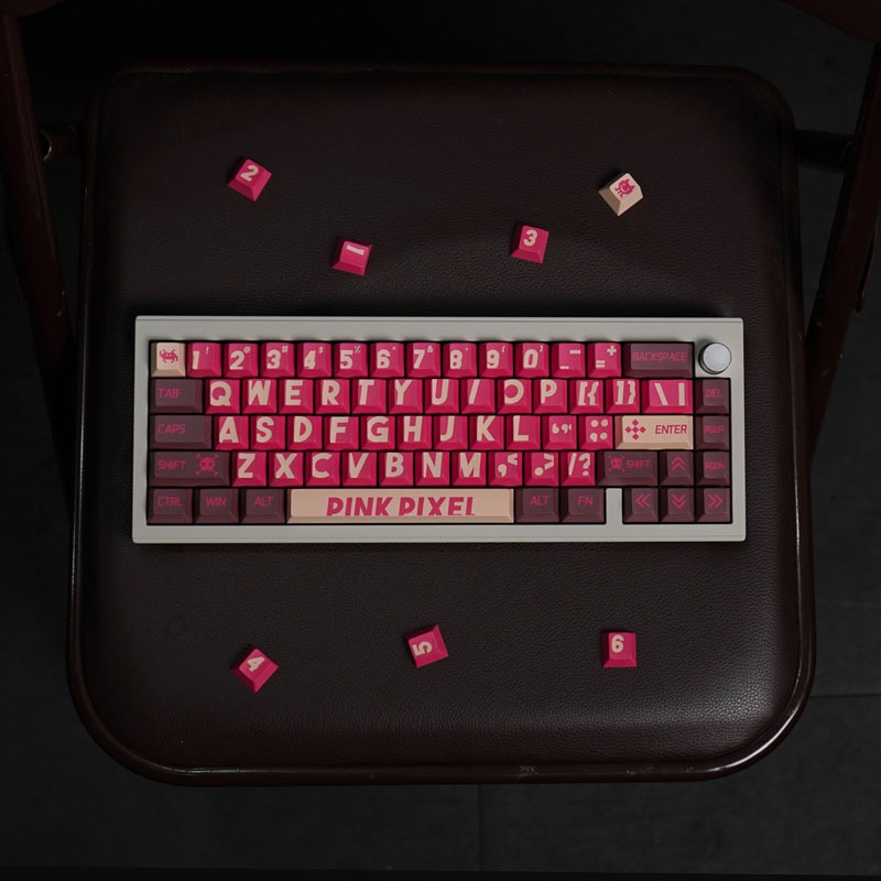 Gmk Bộ Bàn Phím Cơ 61 / 64 / 87 pixel Màu Hồng Đỏ