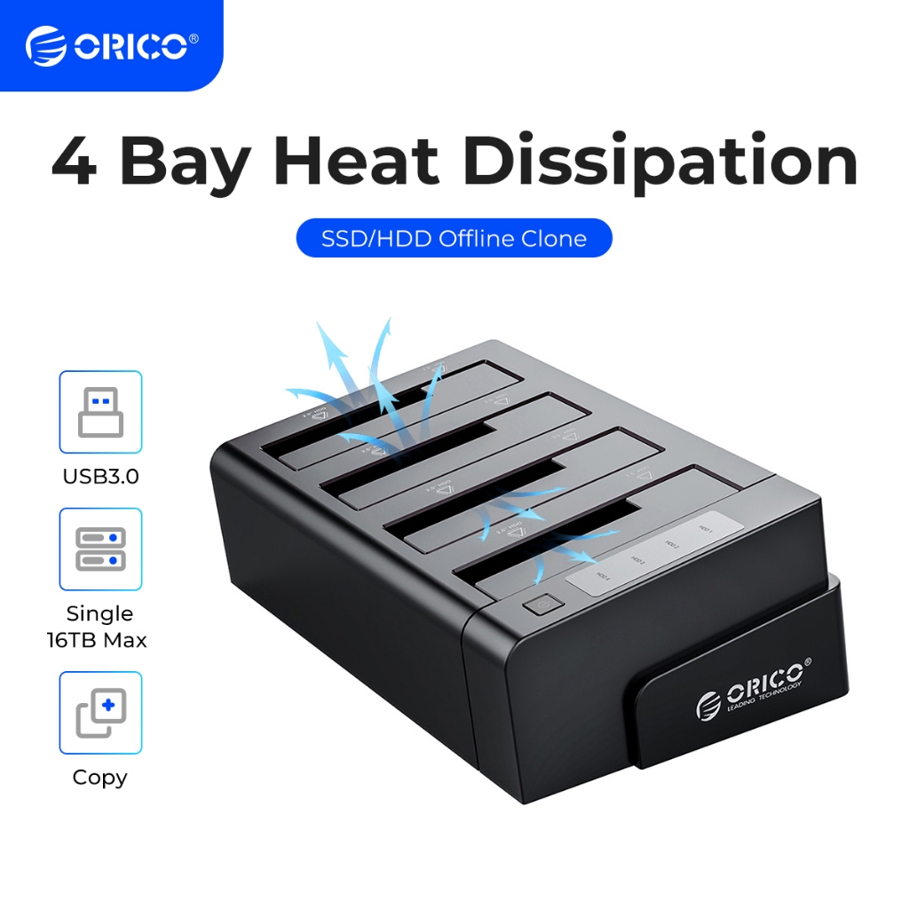 ORICO 2.5'' 3.5'' HDD Docking Station Hỗ trợ ngoại tuyến Sao chép SATA sang USB 3.0 4 khay 5Gbps 32TB HDD SSD Enclosure (6648)
