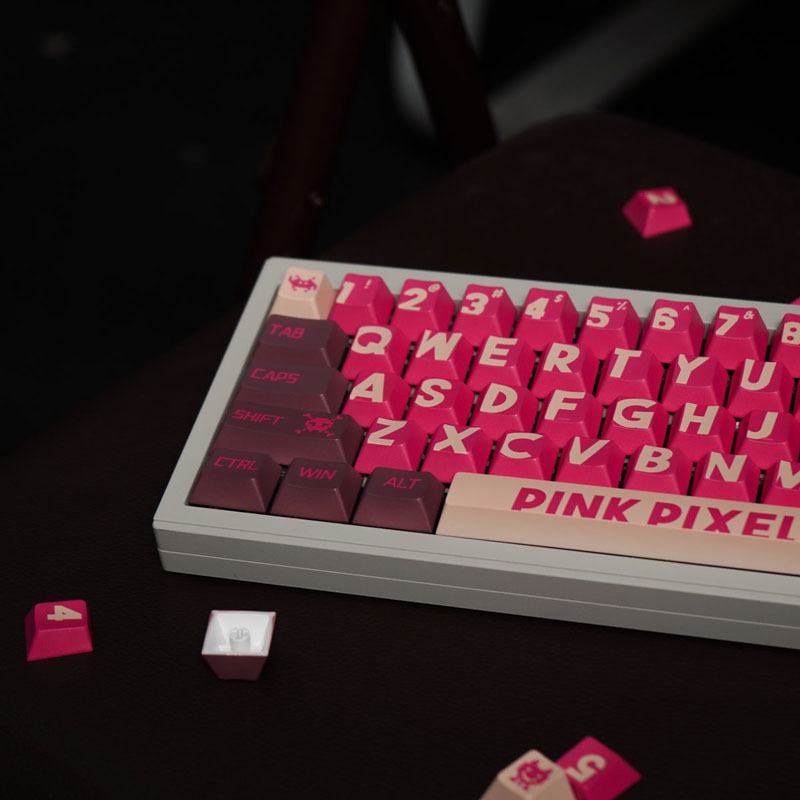 Gmk Bộ Bàn Phím Cơ 61 / 64 / 87 pixel Màu Hồng Đỏ