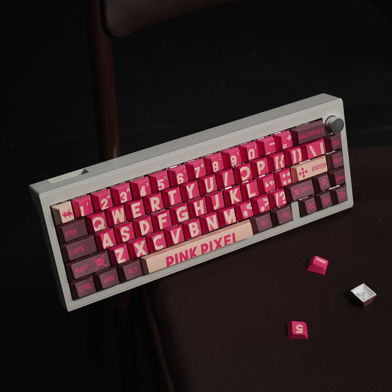 Gmk Bộ Bàn Phím Cơ 61 / 64 / 87 pixel Màu Hồng Đỏ