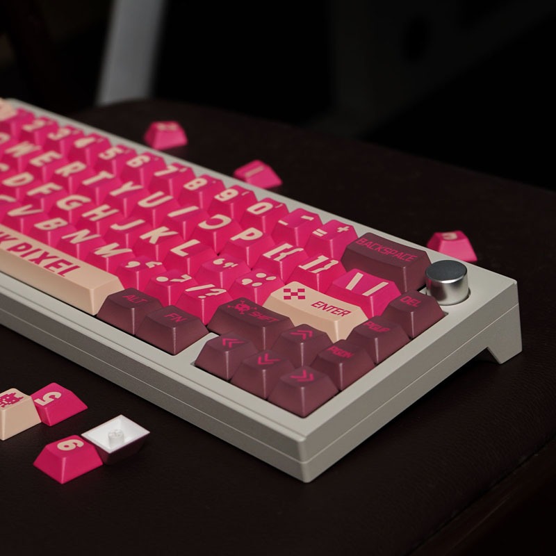Gmk Bộ Bàn Phím Cơ 61 / 64 / 87 pixel Màu Hồng Đỏ
