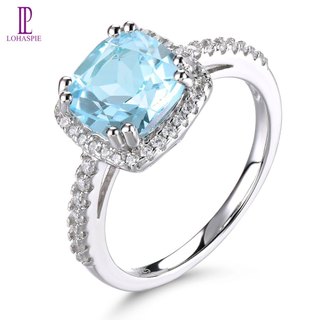 Nhẫn bạc 925 đính đá topaz xanh da trời 2.3 thời trang cho nữ