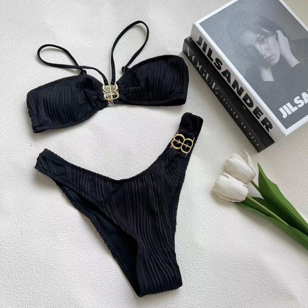 Bộ Đồ Bơi bikini Lưng Cao Màu Trơn Quyến Rũ Cho Nữ