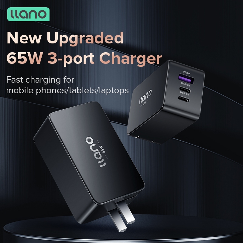 Llano Củ Sạc Nhanh gan 65w qc4.0 qc pd3.0 pd usb-c Cho Điện Thoại / Máy Tính Bảng / laptop