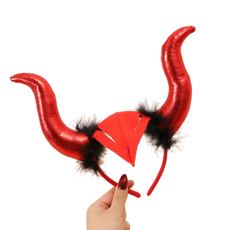♕ Nữ Hoàng Đen Quỷ Dài Sừng Bò Mũ Băng Đô Cosplay Phù Thủy Ác Mũ Trụ Halloween Lễ Hội Trang Phục Hóa Trang Tóc Hoop