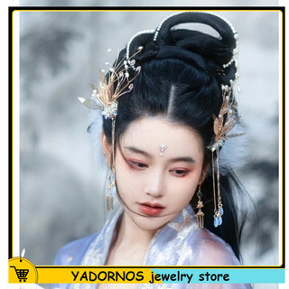 YADORNOS Trâm Cài Tóc Hình Lá Tua Rua Phong Cách Truyền Thống Trung Quốc