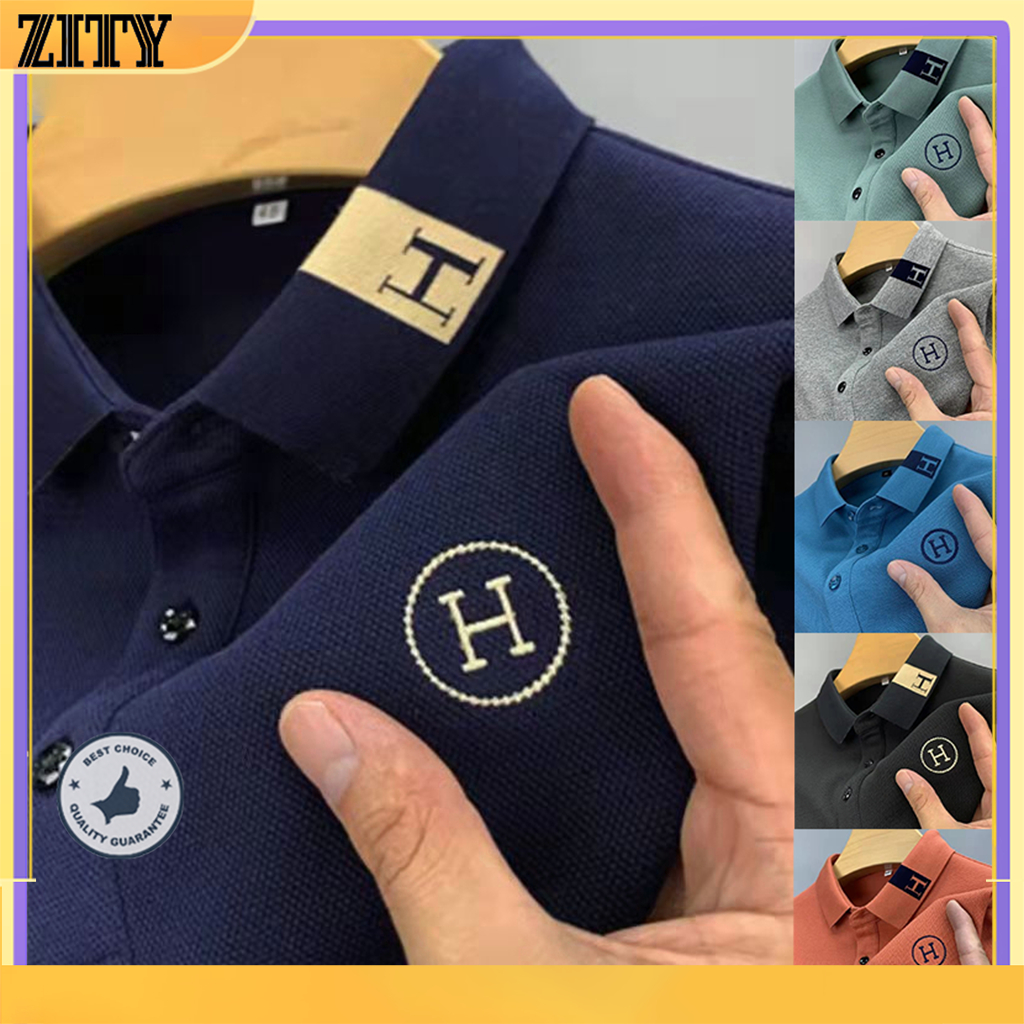 ZITY Áo Phông polo nam cao cấp áo thun có cổ thêu chữ H Tay Ngắn Màu Sắc Đơn Giản Dành Cho Nam Giới