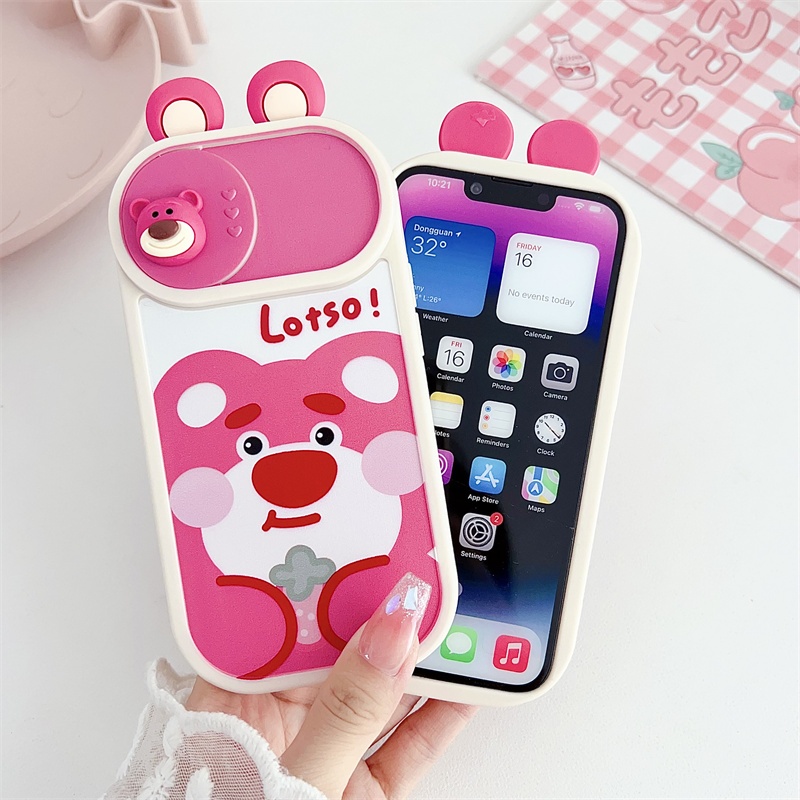Ốp Điện Thoại Chống Thấm Nước Hình Gấu Dâu Tây Cho iphone 11 13 12 pro max14 pro 14 pro max 15 pro 15 pro max