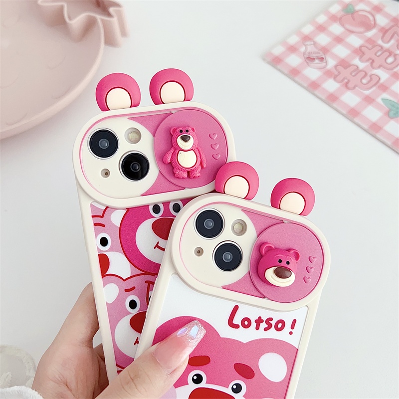 Ốp Điện Thoại Chống Thấm Nước Hình Gấu Dâu Tây Cho iphone 11 13 12 pro max14 pro 14 pro max 15 pro 15 pro max