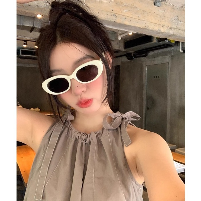 Kính Mát Hình oval Phối Màu Tương Phản Phong Cách retro Sự Bảo Vệ