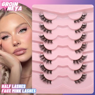 Groinneya nửa eey mi 5 / 10 cặp lông mi giả tự nhiên giả chồn mi mèo lông mi wispy lông mi lông tơ nối mi