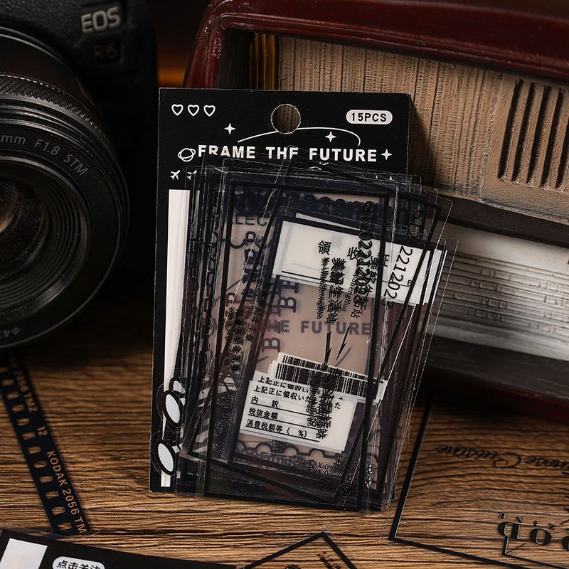 Mr. Paper 15 vé/túi Dán chống thấm nước PET Sáng tạo Biên giới phim Thẻ tài liệu dán tay Nhật ký DIY Điện thoại di động Bức ảnh ShuiBei Hình dán trang trí