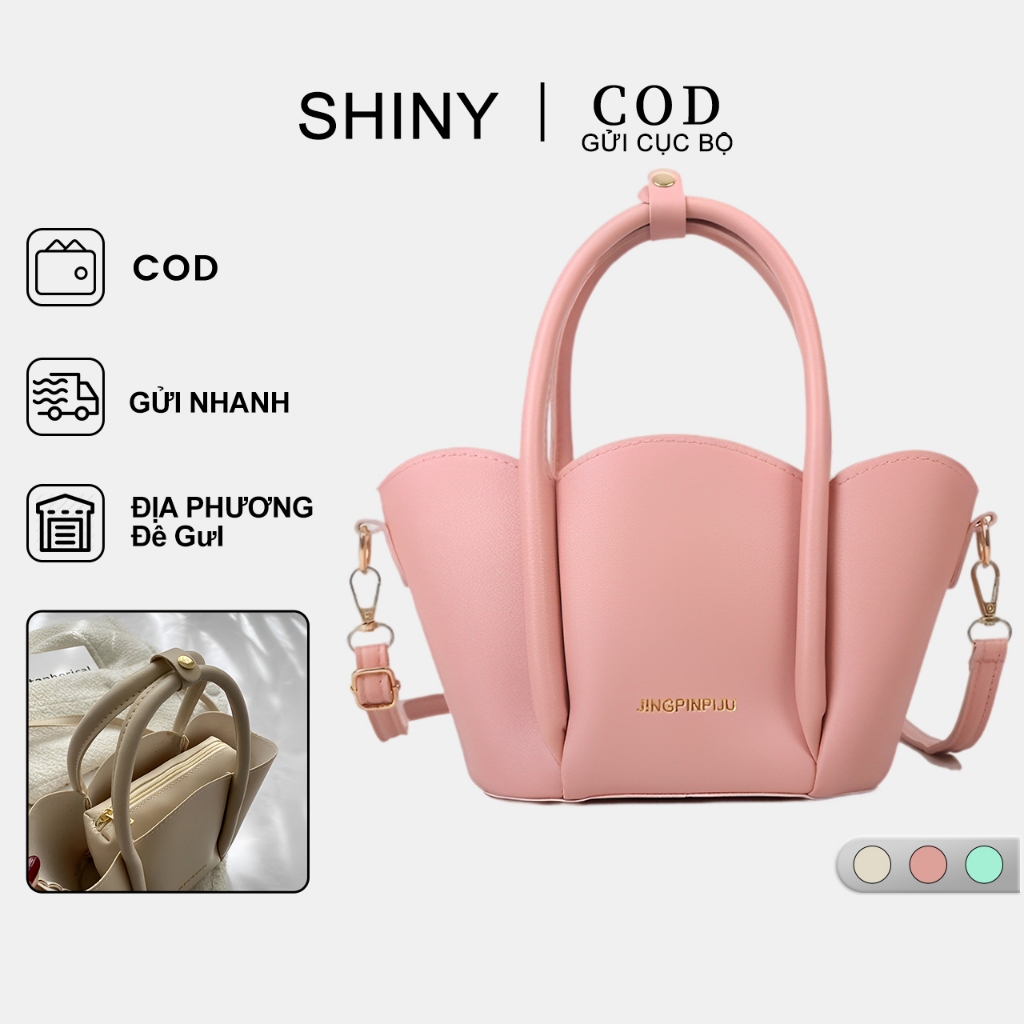 Túi Xách Nữ Đeo Chéo cute Chất Túi Xách Đeo Vai Da pu mini Thời Trang hoa túi bucket phù hợp đi chơi và dự tiệc sang trọng, trẻ trung Túi Cánh Hoa【shiny】