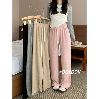 Quần ống rộng Dây Rút Màu Trơn Mẫu Mới 2023 Thời Trang Mùa Thu Phong Cách Hàn Quốc Cho Nữ