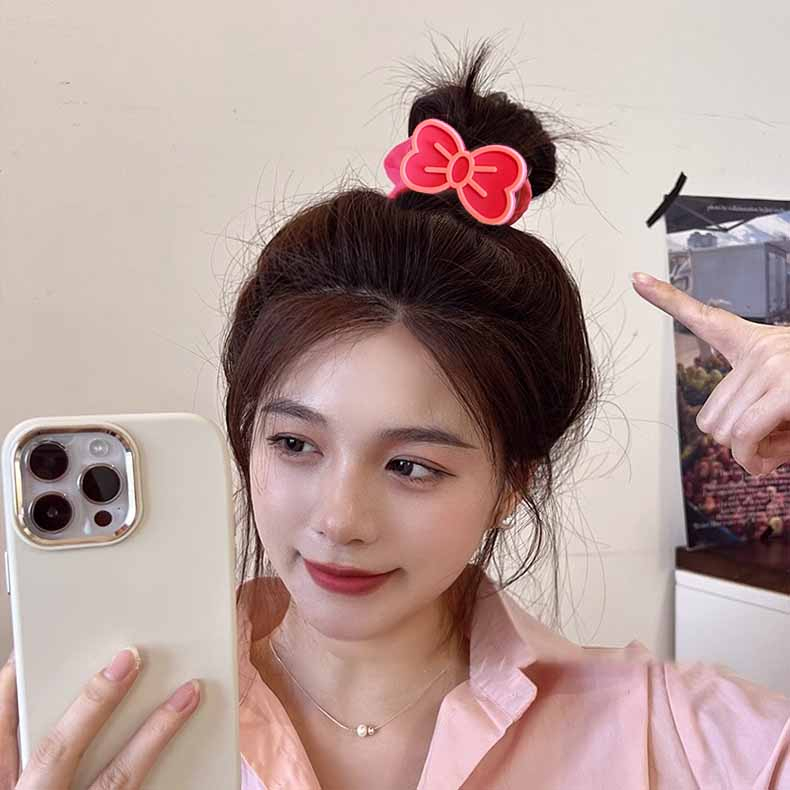 🍒🍒Cherrykoko Búp bê barbie Dây Cột Tóc Vải Lông Hình Nơ In Chữ barbie Màu Hồng Ngọt Ngào Thời Trang Hàn Quốc Cho Nữ