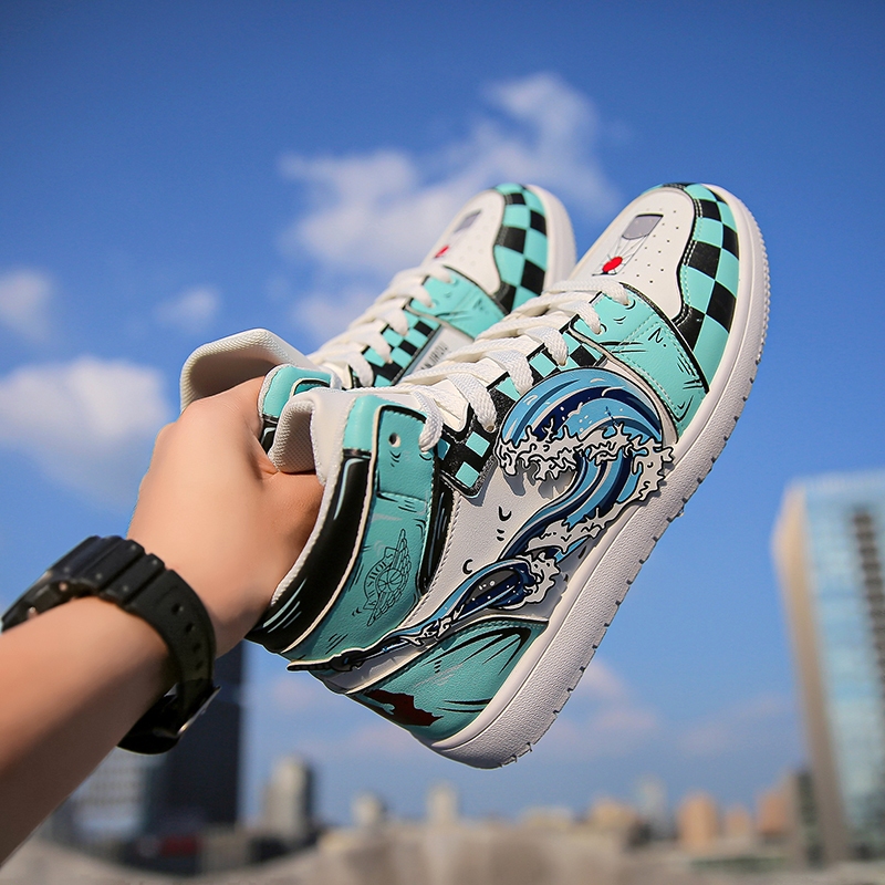 Thời Trang Giày sneaker Cổ Cao Thoáng Khí In Họa Tiết anime kamado tanjirou Cho Nam