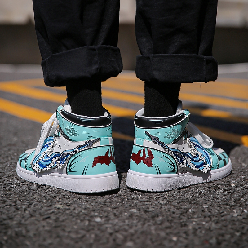 Thời Trang Giày sneaker Cổ Cao Thoáng Khí In Họa Tiết anime kamado tanjirou Cho Nam