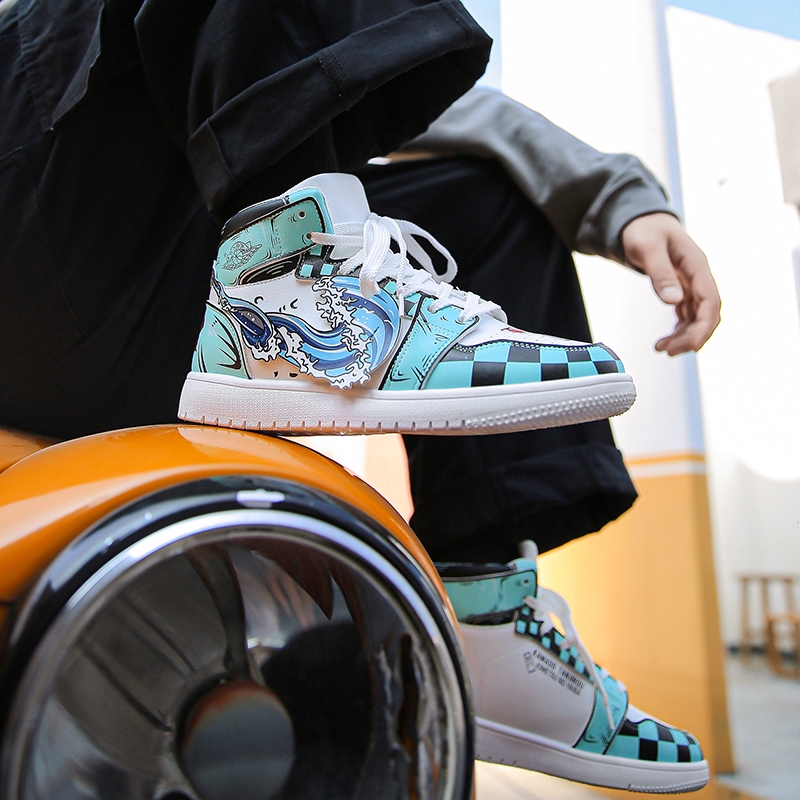 Thời Trang Giày sneaker Cổ Cao Thoáng Khí In Họa Tiết anime kamado tanjirou Cho Nam