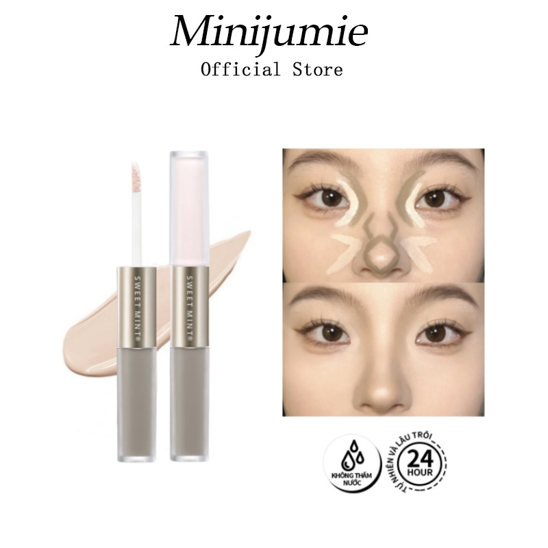 Minijumie (Rẻ Vô Địch)Bút Tạo Khối Và Che Khuyết Điểm 2 Đầu SWEET MINT Contour & Hi-light Stick