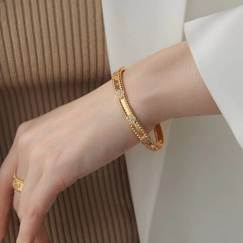 Van cleef & arpels perlee Vòng Tay Kim Cương Vàng Trắng Vàng Hồng