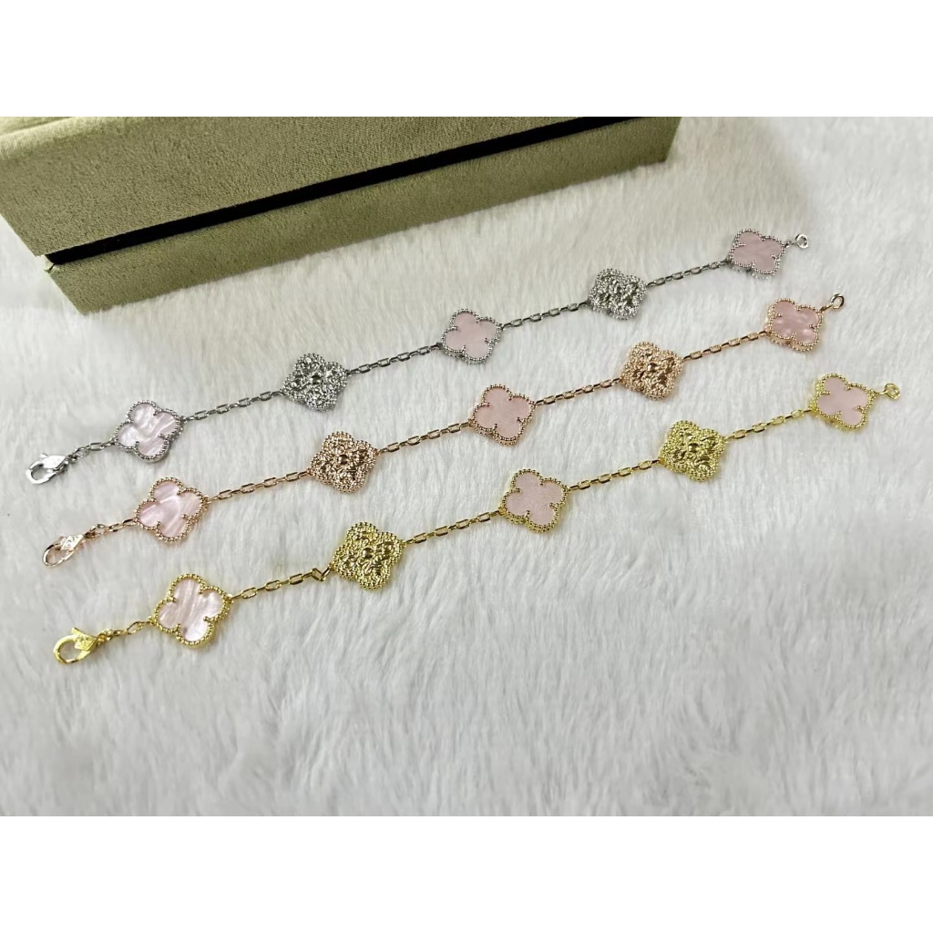 Vòng Tay vca van cleef & arpels Năm Cánh Hoa Màu Hồng