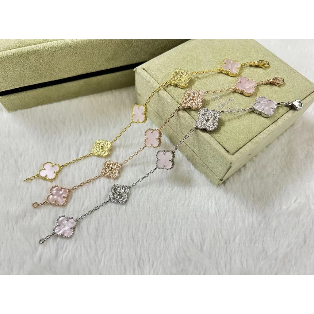 Vòng Tay vca van cleef & arpels Năm Cánh Hoa Màu Hồng