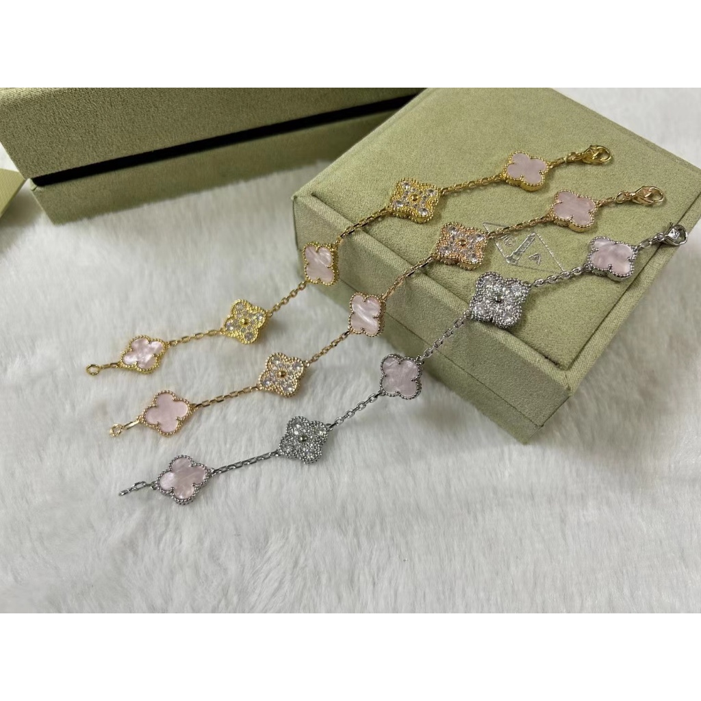 Vòng Tay vca van cleef & arpels Năm Cánh Hoa Màu Hồng