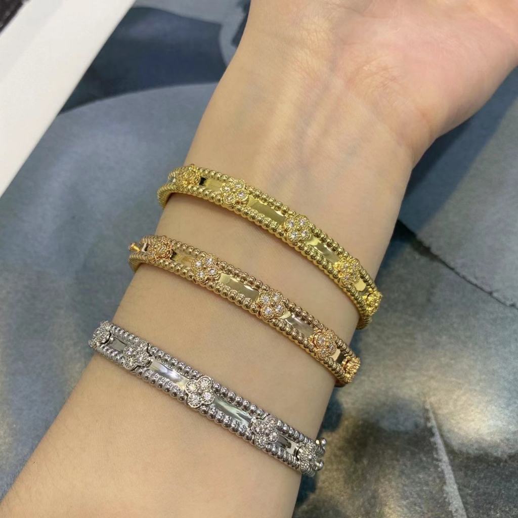 Van cleef & arpels perlee Vòng Tay Kim Cương Vàng Trắng Vàng Hồng
