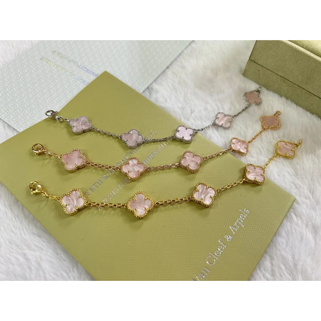 Vòng Tay vca van cleef & arpels Năm Cánh Hoa Màu Hồng