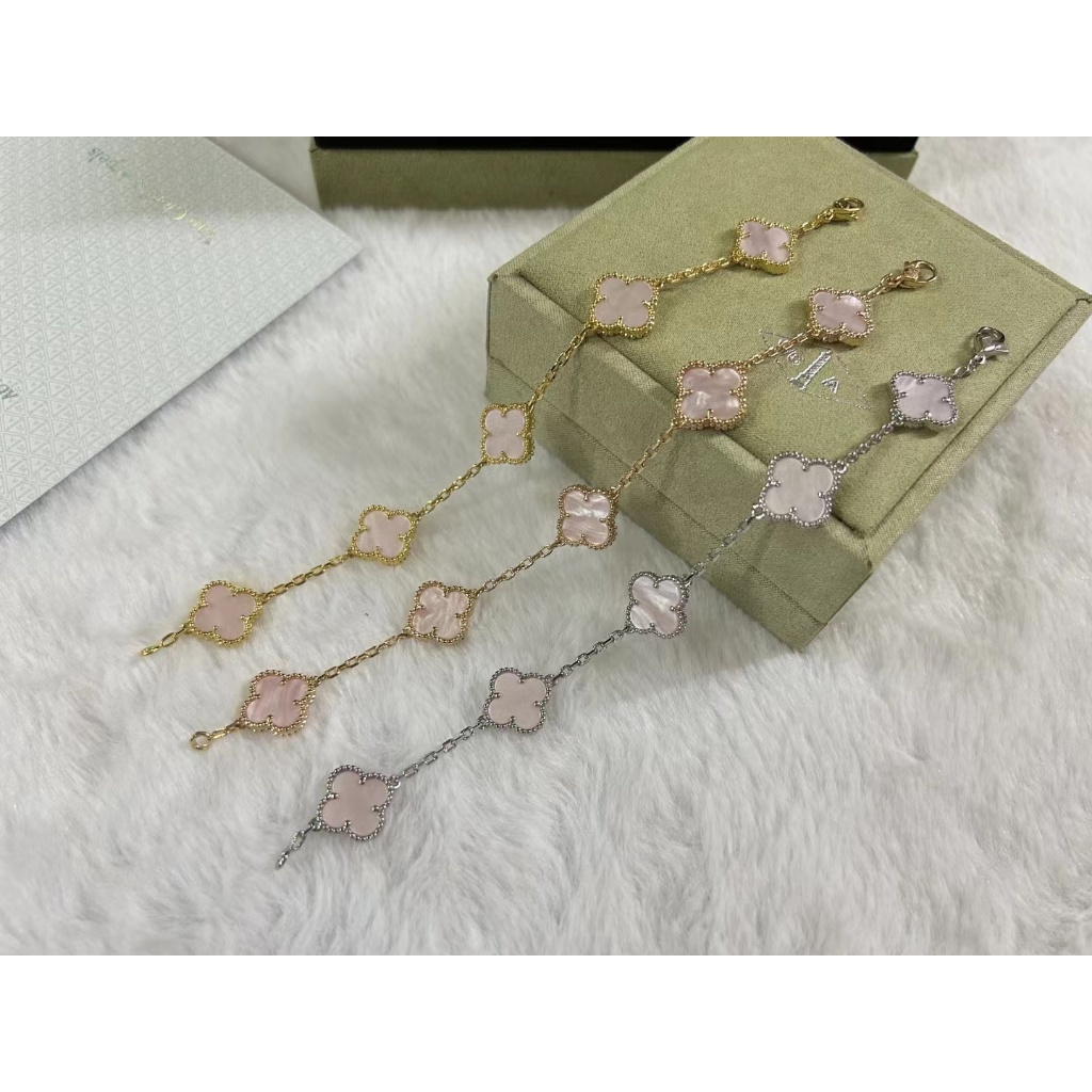 Vòng Tay vca van cleef & arpels Năm Cánh Hoa Màu Hồng