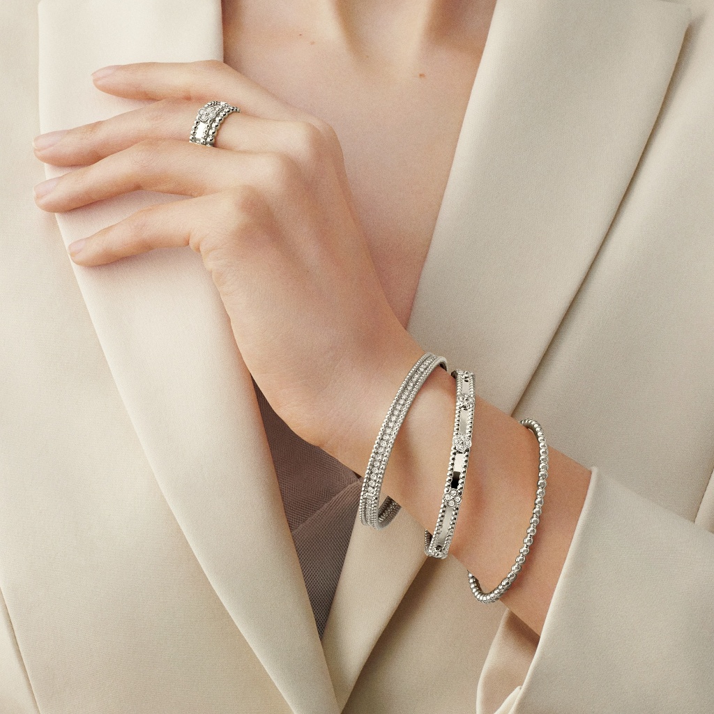 Van cleef & arpels perlee Vòng Tay Kim Cương Vàng Trắng Vàng Hồng