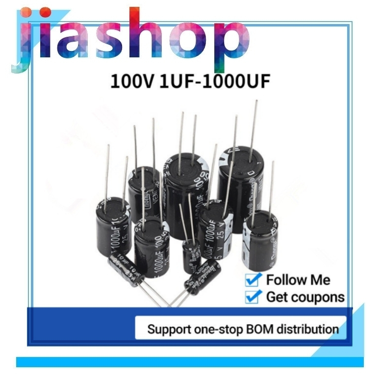 Bộ 50 Tụ Điện 100V 1uF-1000UF Nhôm Điện Phân Tụ 1uF 10uF 22uF 47uF 100UF 220UF 330UF 470UF 680UF 1000UF MỚI