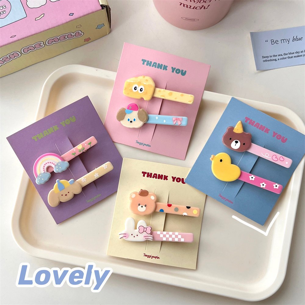 Set 2 Kẹp Tóc Hình Thú Hoạt Hình Dễ Thương Cho Nữ