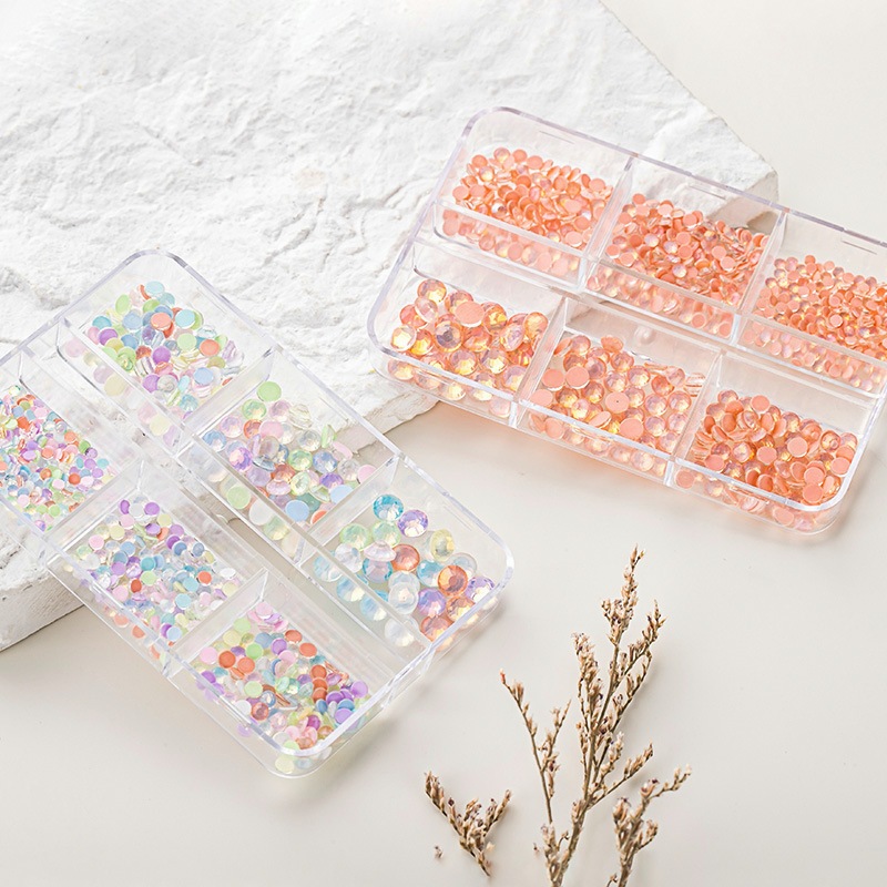 Bộ 6 Hộp Đá Đính Trang Trí Móng Tay Nghệ Thuật