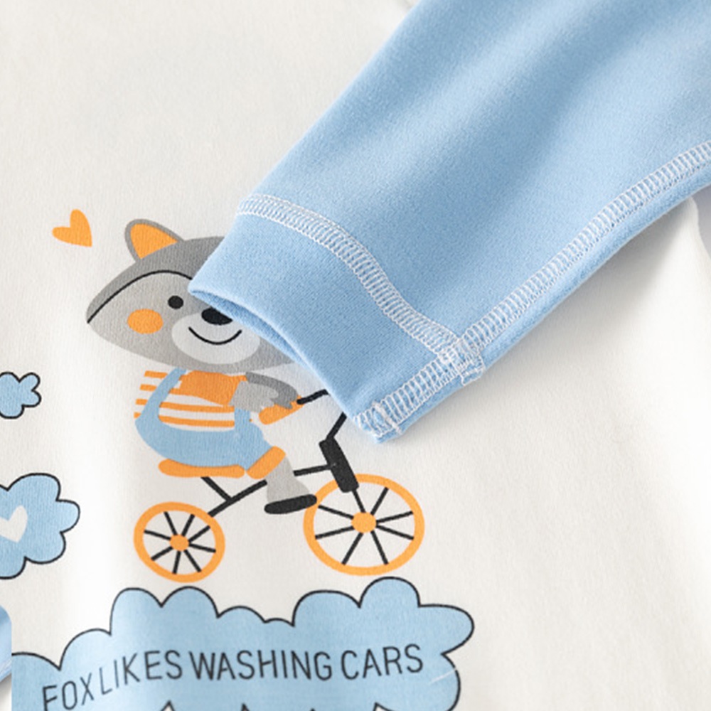 Áo Liền Quần Tay Dài In Hình Động Vật Bằng Vải cotton Thời Trang Xuân Thu Dành Cho Bé Sơ Sinh