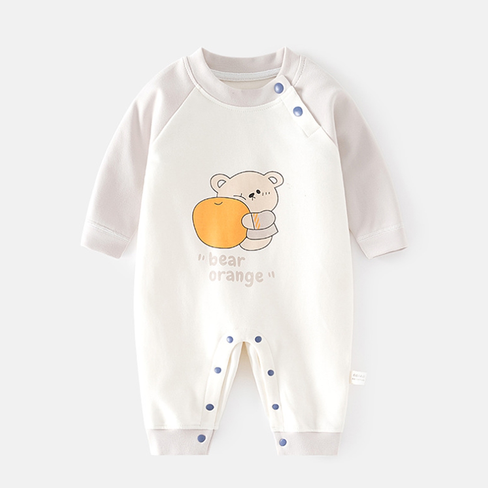 Áo Liền Quần Tay Dài In Hình Động Vật Bằng Vải cotton Thời Trang Xuân Thu Dành Cho Bé Sơ Sinh