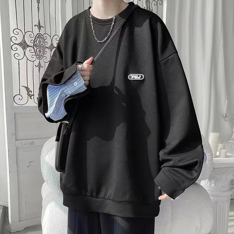 Áo sweater Tay Dài Giả Hai Lớp Cài Nút Phong Cách Mỹ Hàn Quốc Thời Trang Xuân Thu Cho Nam