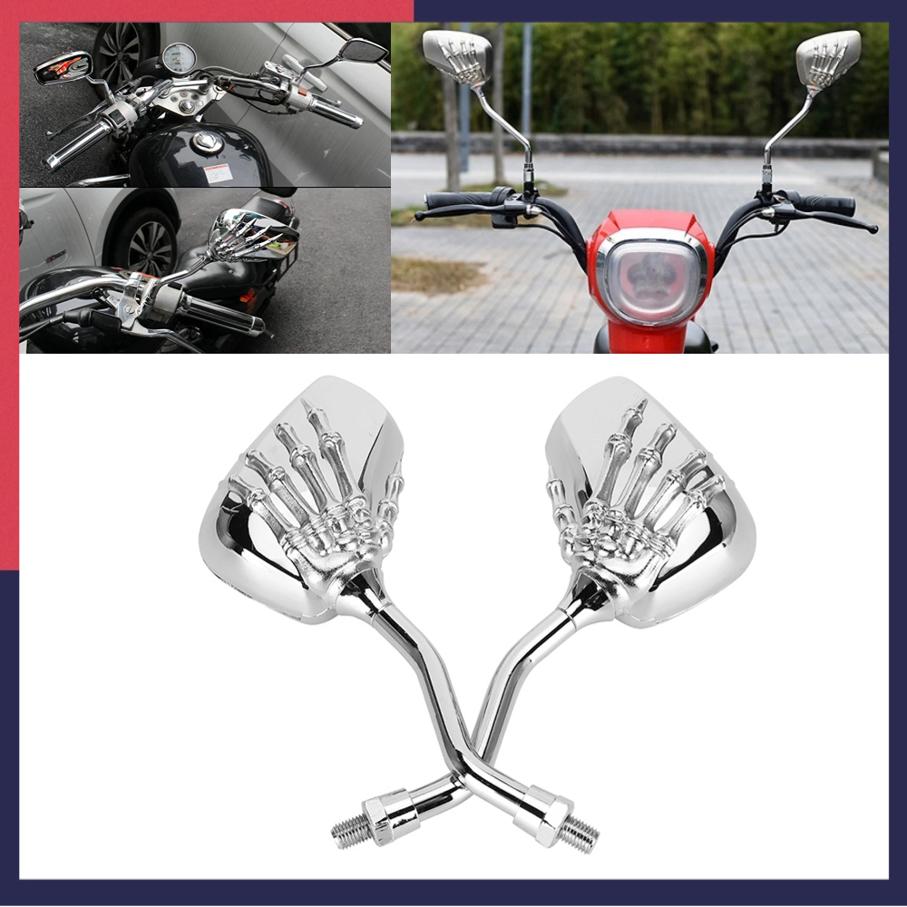 Set 2 Gương Chiếu Hậu 8mm 10mm Hình Đầu Lâu Độc Đáo