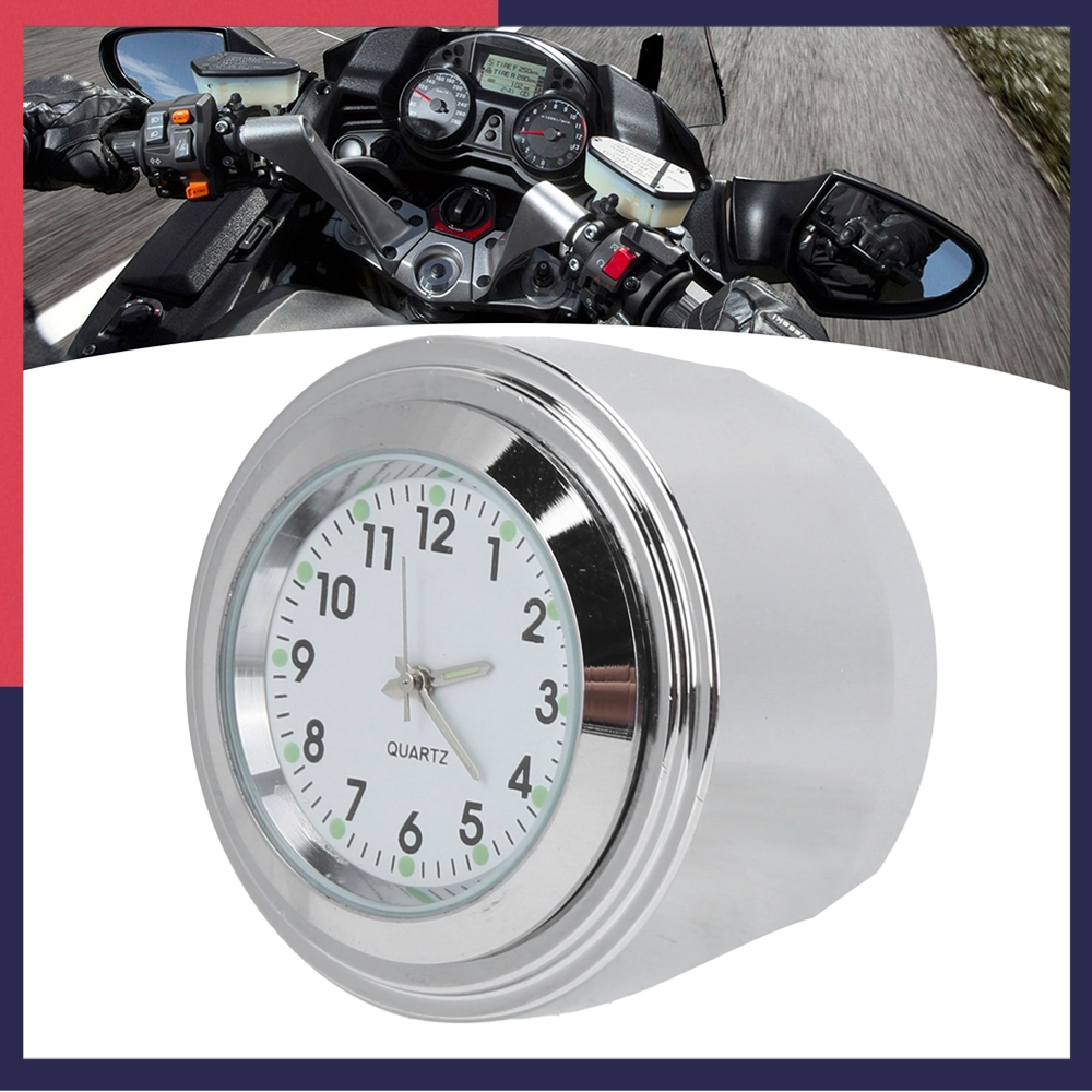 Motorlife Đồng hồ gắn xe máy tròn Nhôm dạ quang chống nước phổ thông cho tay lái 7/8in‑1in