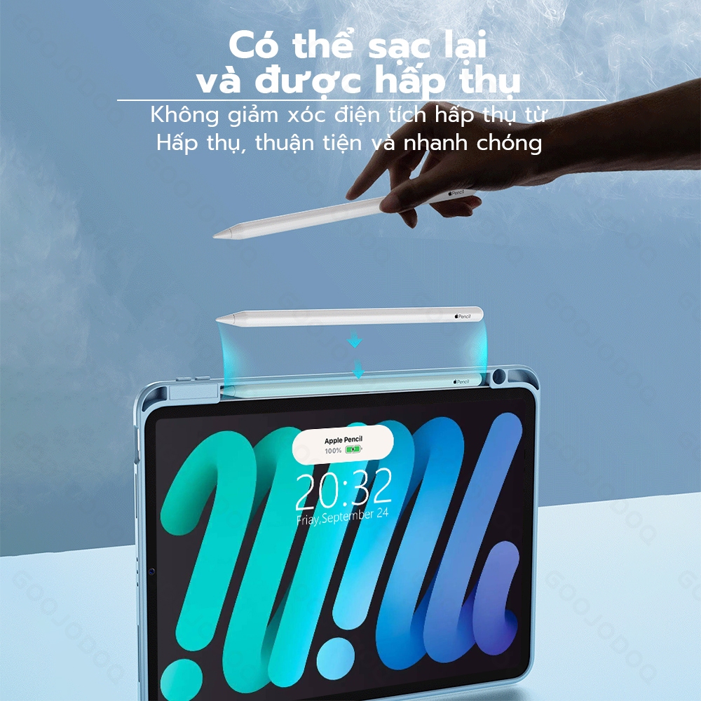 Goojodoq Bao da ipad máy tính bảng  xoay 360 độ thích hợp cho iPad Mini 6 Pro 11 2021 Air 4 2020 10.2 10 2022 10.9 12.9