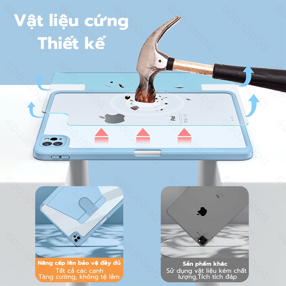 Goojodoq Bao da ipad máy tính bảng  xoay 360 độ thích hợp cho iPad Mini 6 Pro 11 2021 Air 4 2020 10.2 10 2022 10.9 12.9