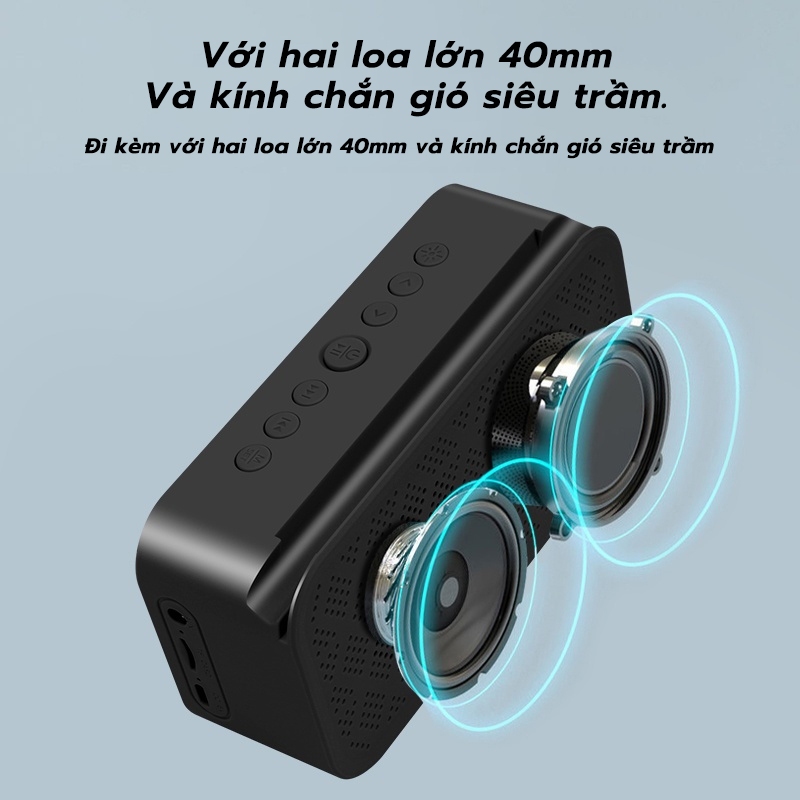 Loa đồng hồ báo thức goojodoq bluetooth không dây di động đa năng có đài FM âm thanh nổi/trầm mini