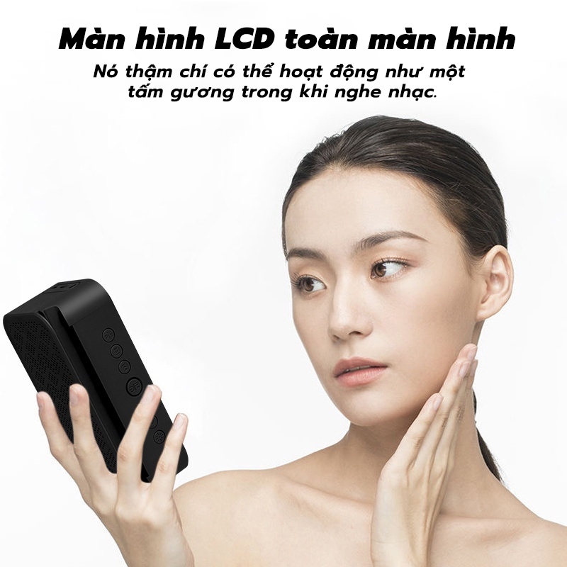 Loa đồng hồ báo thức goojodoq bluetooth không dây di động đa năng có đài FM âm thanh nổi/trầm mini