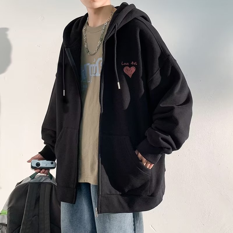 Áo Khoác cardigan Có Nón Phối Khóa Kéo Dáng Rộng Thời Trang Mùa Thu Hàn Quốc 2023 Màu Sắc