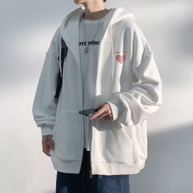 Áo Khoác cardigan Có Nón Phối Khóa Kéo Dáng Rộng Thời Trang Mùa Thu Hàn Quốc 2023 Màu Sắc