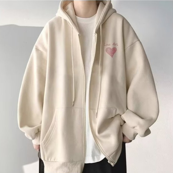 Áo Khoác cardigan Có Nón Phối Khóa Kéo Dáng Rộng Thời Trang Mùa Thu Hàn Quốc 2023 Màu Sắc