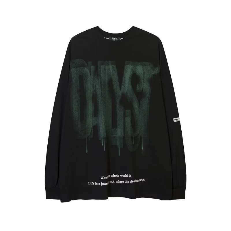 Áo nam Tay Dài Dáng Rộng In Chữ fall of 2023 Phong Cách Mỹ