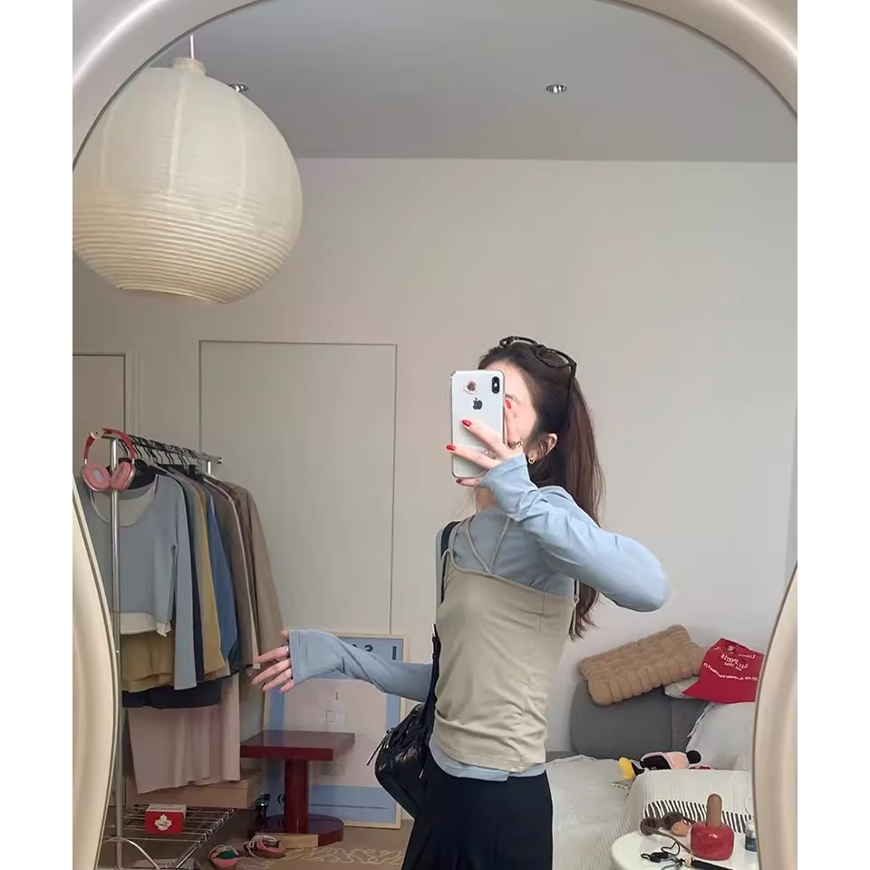 Áo Thun Tay Dài Hai Lớp Chống Nắng Thời Trang Dành Cho Nữ