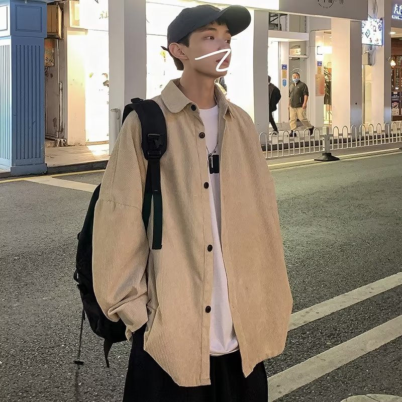Áo Sơ Mi Nam Tay Dài Dáng Rộng Phong Cách Hàn Quốc